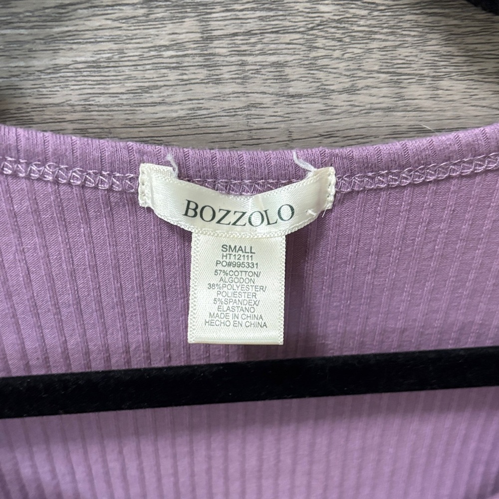Bozzolo Lilac Faux Button Up Ribbed Crop Top - Picture 2 of 4